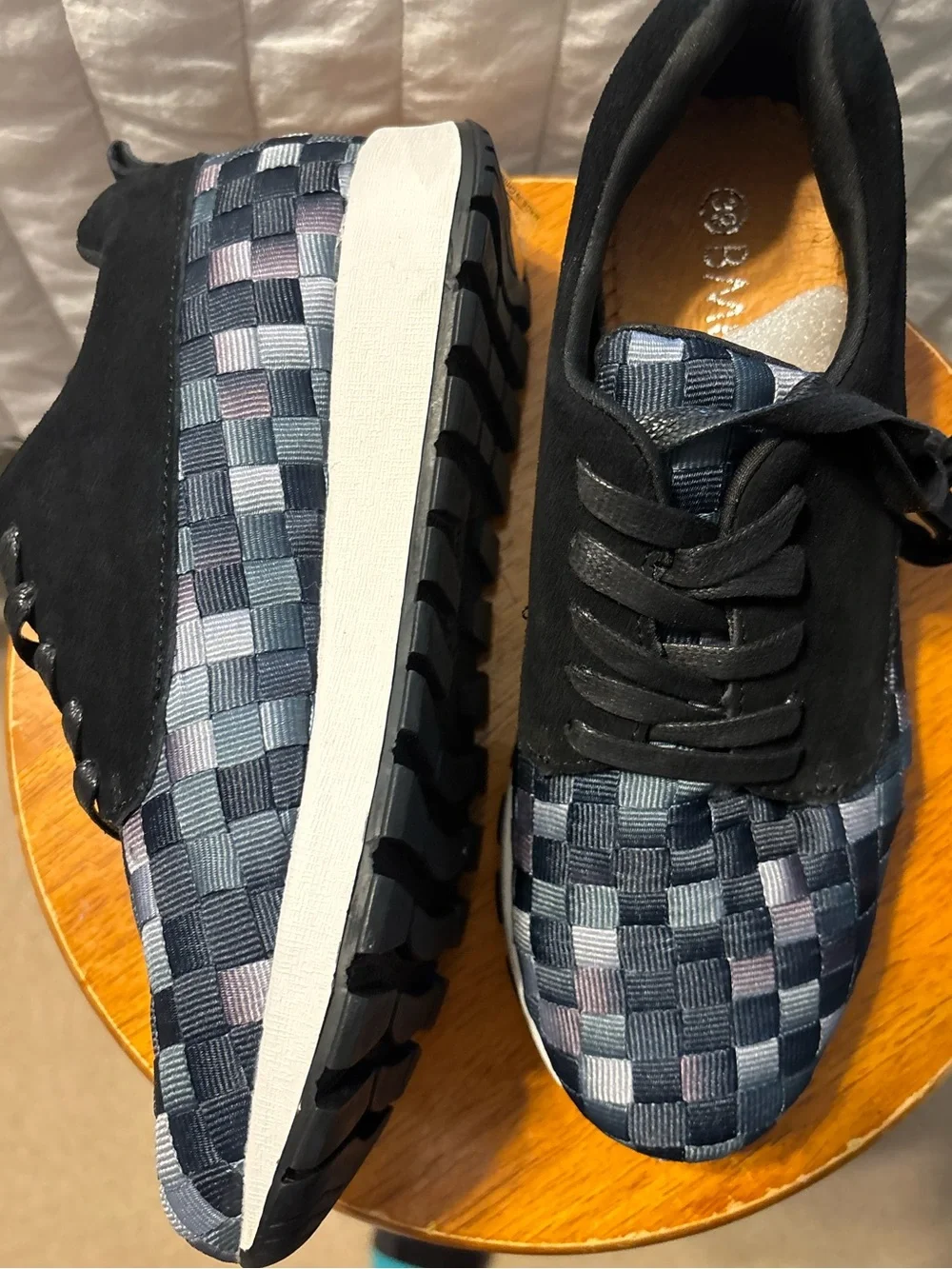 Bernie Mev Lace Up‎ Blue Woven Sneakers Womens US 8 EU 39
